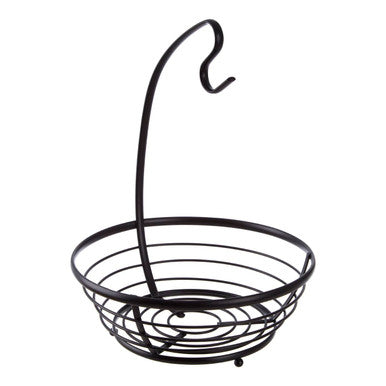 Orsina Emery Matte Black Fruit Basket with Banana Hanger Wire Bowl