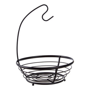 Orsina Emery Matte Black Fruit Basket with Banana Hanger Wire Bowl