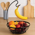 Orsina Emery Matte Black Fruit Basket with Banana Hanger Wire Bowl