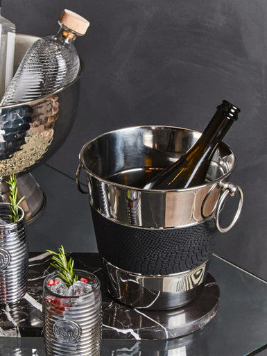 Orsina Mixology Silver and Black Wine Bucket – Luxury Champagne Chiller