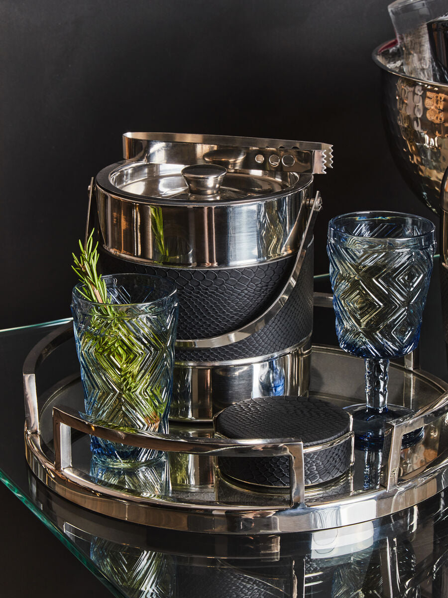 Orsina Mixology Stainless Steel Ice Bucket with Tongs – Silver & Black