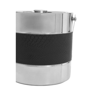 Orsina Mixology Stainless Steel Ice Bucket with Tongs – Silver & Black