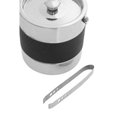 Orsina Mixology Stainless Steel Ice Bucket with Tongs – Silver & Black
