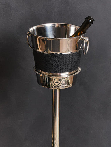 Orsina Mixology Champagne and Wine Bucket with Stand | Silver & Black