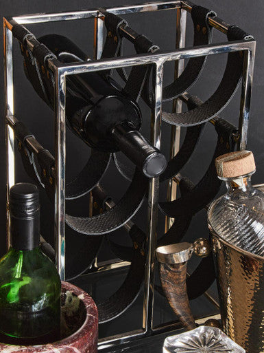Orsina Mixology Six Bottle Wine Rack – Silver Stainless Steel Sling
