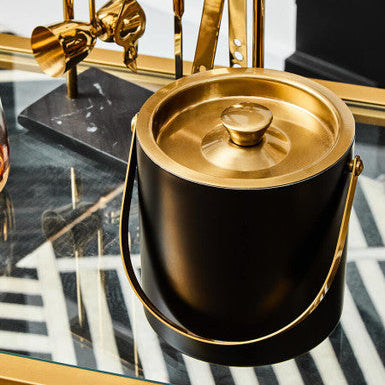 Orsina Mixology Ice Bucket – Matte Black & Gold Stainless Steel