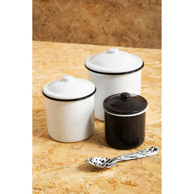 Orsina Hygge Small Black Canister | Modern Enamel Kitchen Storage Jar