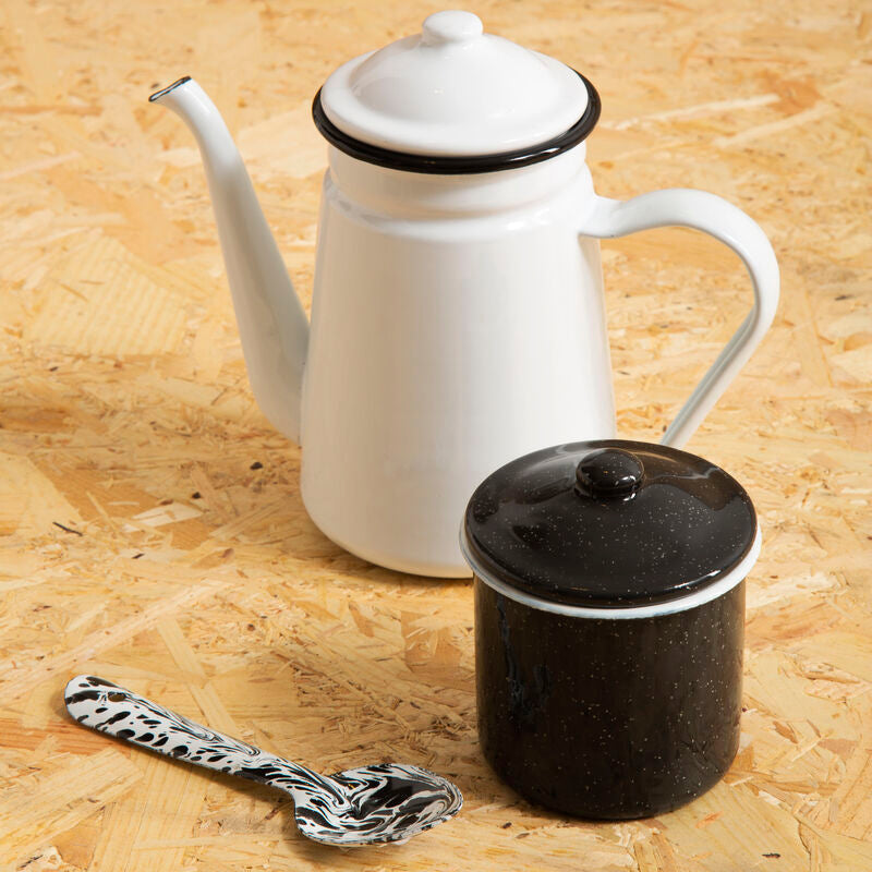 Orsina Hygge Small Black Canister | Modern Enamel Kitchen Storage Jar