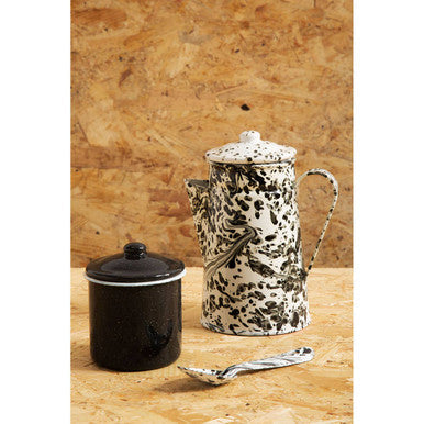 Orsina Hygge Small Black Canister | Modern Enamel Kitchen Storage Jar