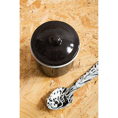 Orsina Hygge Small Black Canister | Modern Enamel Kitchen Storage Jar