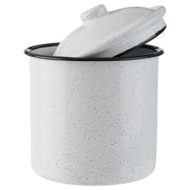 Orsina Hygge Medium Enamel Kitchen Canister – White & Black Motif