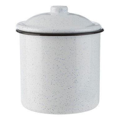 Orsina Hygge Medium Enamel Kitchen Canister – White & Black Motif