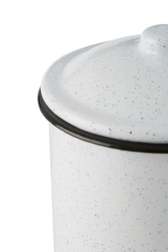 Orsina Hygge Medium Enamel Kitchen Canister – White & Black Motif