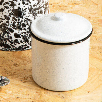 Orsina Hygge Medium Enamel Kitchen Canister – White & Black Motif