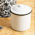 Orsina Hygge Medium Enamel Kitchen Canister – White & Black Motif