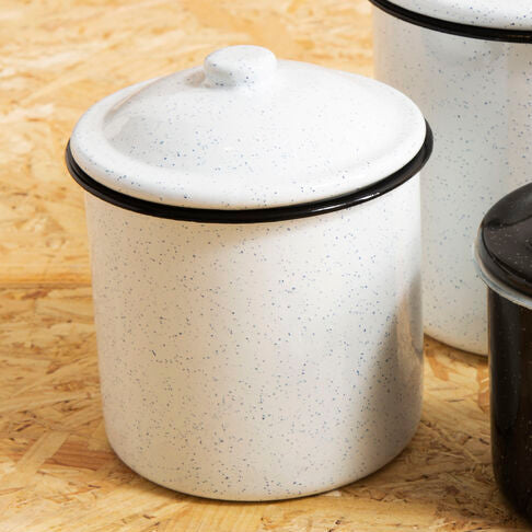 Orsina Hygge Large Food Canister – White Enamel Kitchen Storage Jar