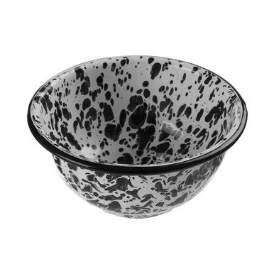 Orsina Hygge Small Enamel Serving Bowl – White and Black Metal Decor