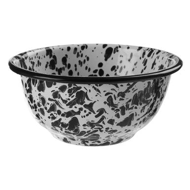 Orsina Hygge Small Enamel Serving Bowl – White and Black Metal Decor