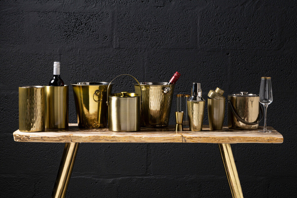 Orsina Mixology Hammered Brass Wine Cooler | Insulated Gold Chiller