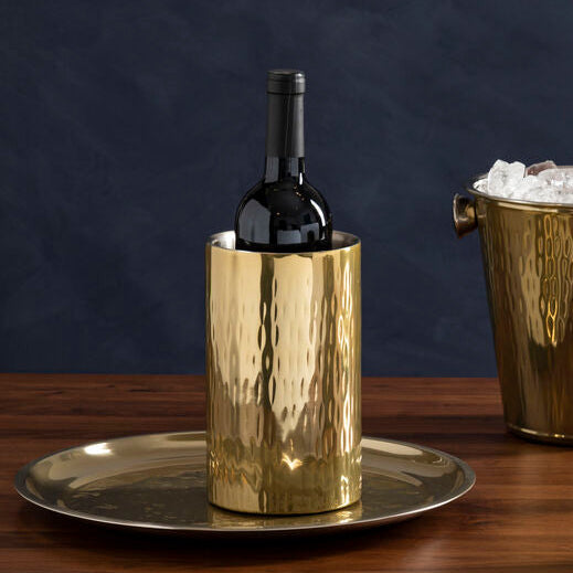Orsina Mixology Hammered Brass Wine Cooler | Insulated Gold Chiller