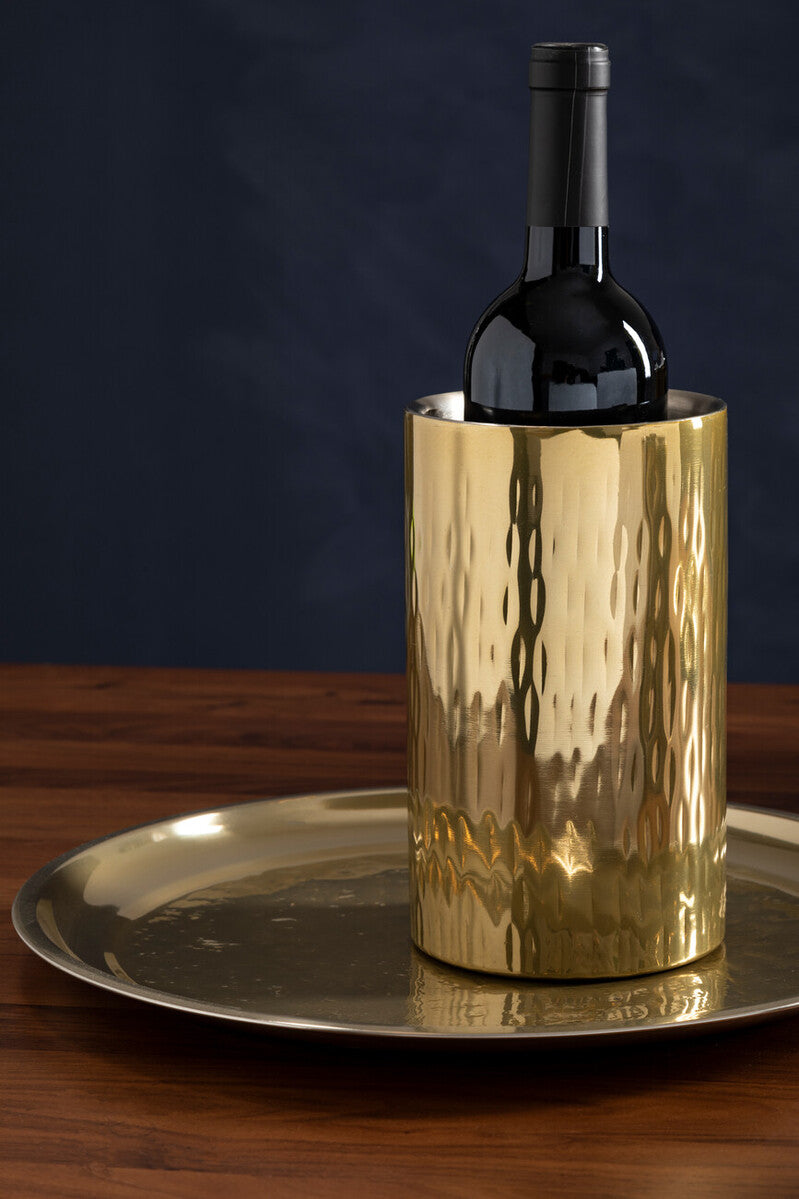 Orsina Mixology Hammered Brass Wine Cooler | Insulated Gold Chiller
