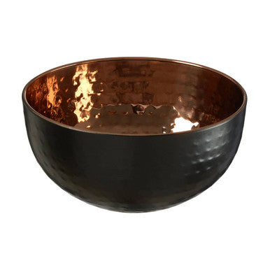 Orsina Miressa Small Hammered Serving Bowl – Black and Gold Steel