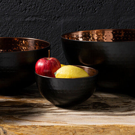 Orsina Miressa Small Hammered Serving Bowl – Black and Gold Steel