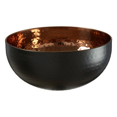 Orsina Miressa Large Hammered Serving Bowl – Black and Gold Steel