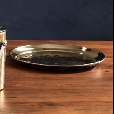 Orsina Miressa Brass Large Serving Plate – Round Deep Dish Platter