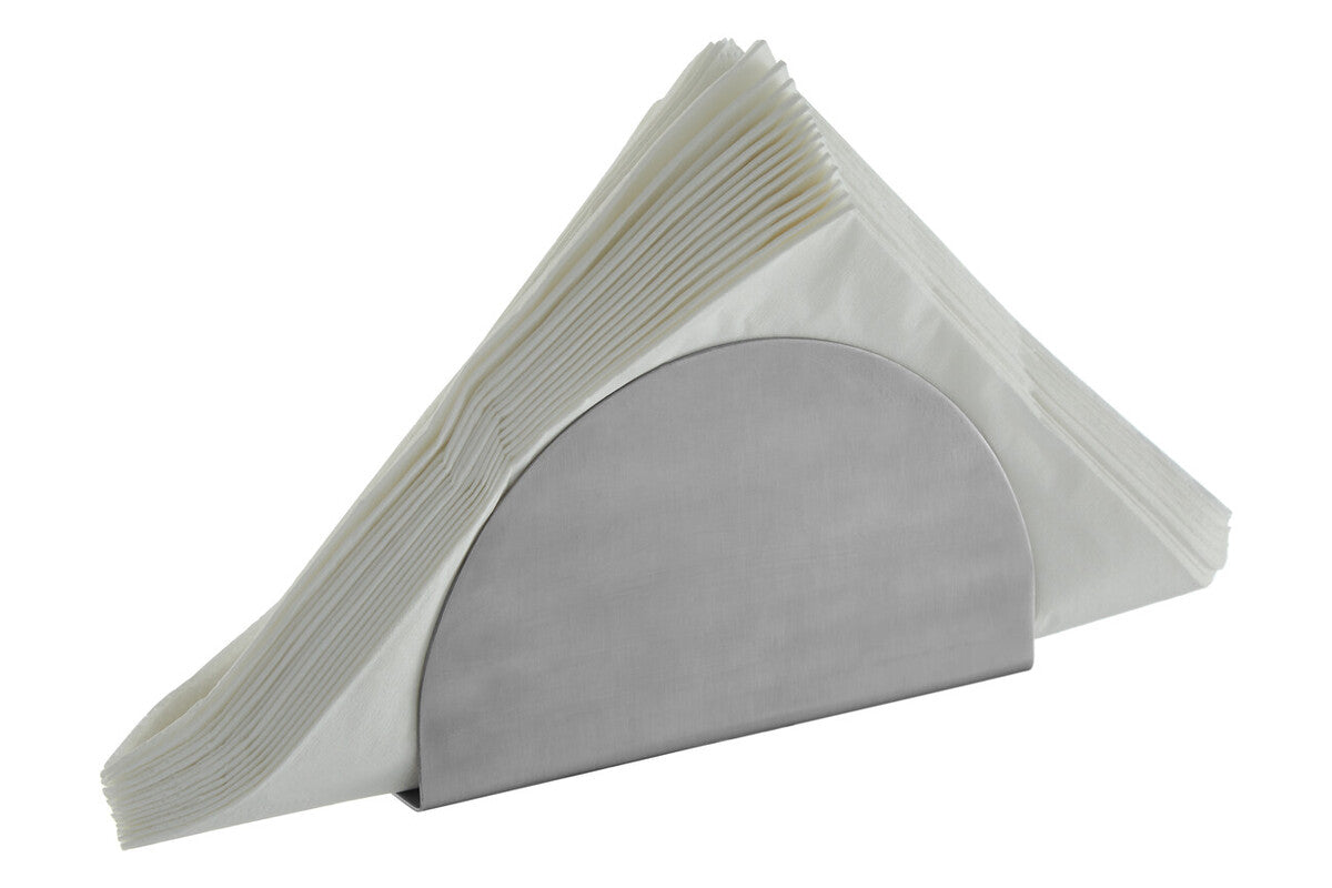 Orsina Mixology Napkin Holder – Silver Half-Moon Tabletop Organizer
