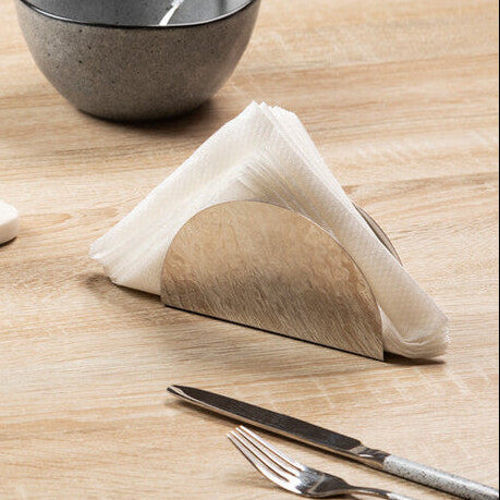 Orsina Mixology Napkin Holder – Silver Half-Moon Tabletop Organizer