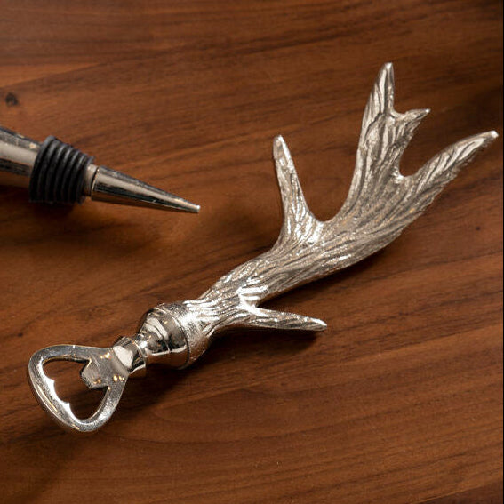 Orsina Antler Bottle Opener – Sculptural Nickel-Tone Bar Tool
