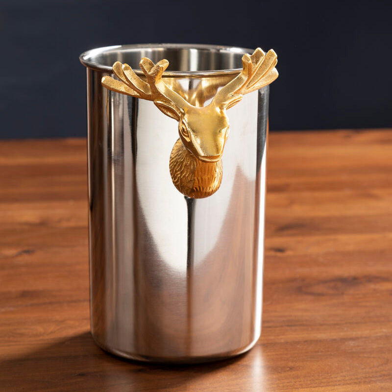 Orsina Atholl Wine Cooler – Silver & Gold Stag Head Handle Chiller