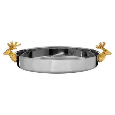 Orsina Atholl Serving Tray – Silver & Gold Stag Head Luxury Barware