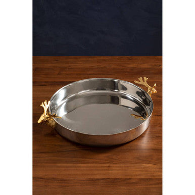 Orsina Atholl Serving Tray – Silver & Gold Stag Head Luxury Barware