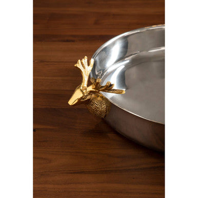 Orsina Atholl Serving Tray – Silver & Gold Stag Head Luxury Barware