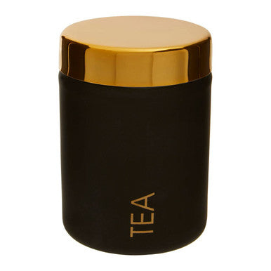 Orsina Liberty Tea Canister – Black Enamel with Gold Accents