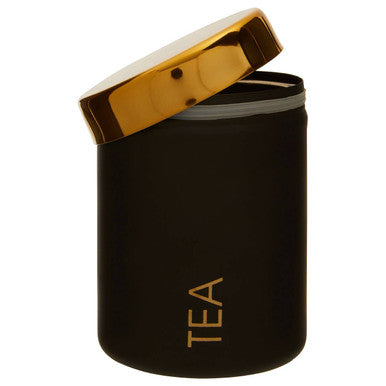Orsina Liberty Tea Canister – Black Enamel with Gold Accents