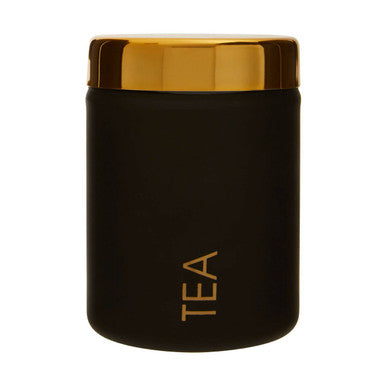 Orsina Liberty Tea Canister – Black Enamel with Gold Accents