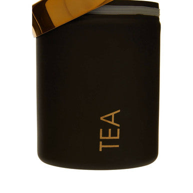 Orsina Liberty Tea Canister – Black Enamel with Gold Accents
