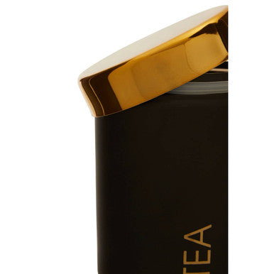 Orsina Liberty Tea Canister – Black Enamel with Gold Accents