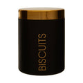 Orsina Liberty Black Enamel Biscuit Canister with Gold Lid Storage