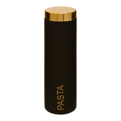 Orsina Liberty Black Enamel Pasta Canister with Gold Lid Storage