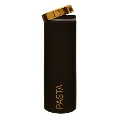Orsina Liberty Black Enamel Pasta Canister with Gold Lid Storage