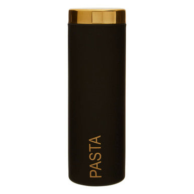 Orsina Liberty Black Enamel Pasta Canister with Gold Lid Storage