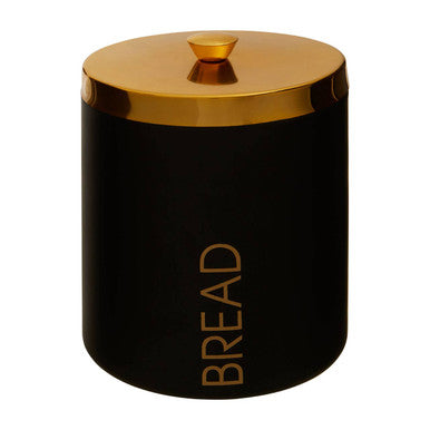 Orsina Liberty Black Enamel Bread Bin – Gold Lid Kitchen Storage