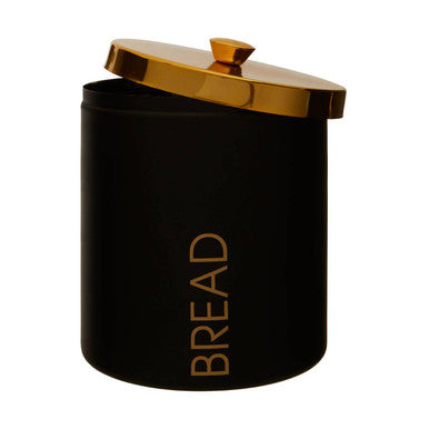 Orsina Liberty Black Enamel Bread Bin – Gold Lid Kitchen Storage