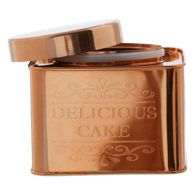 Orsina Chai Square Cake Canister – Copper Finish Food Storage Tin