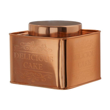 Orsina Chai Square Cake Canister – Copper Finish Food Storage Tin