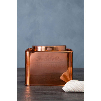 Orsina Chai Square Cake Canister – Copper Finish Food Storage Tin